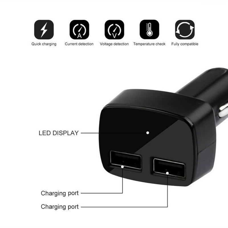 3in1 LED Car Voltmeter 5V Dual USB Car Charger Current Tester Cigarette Socket