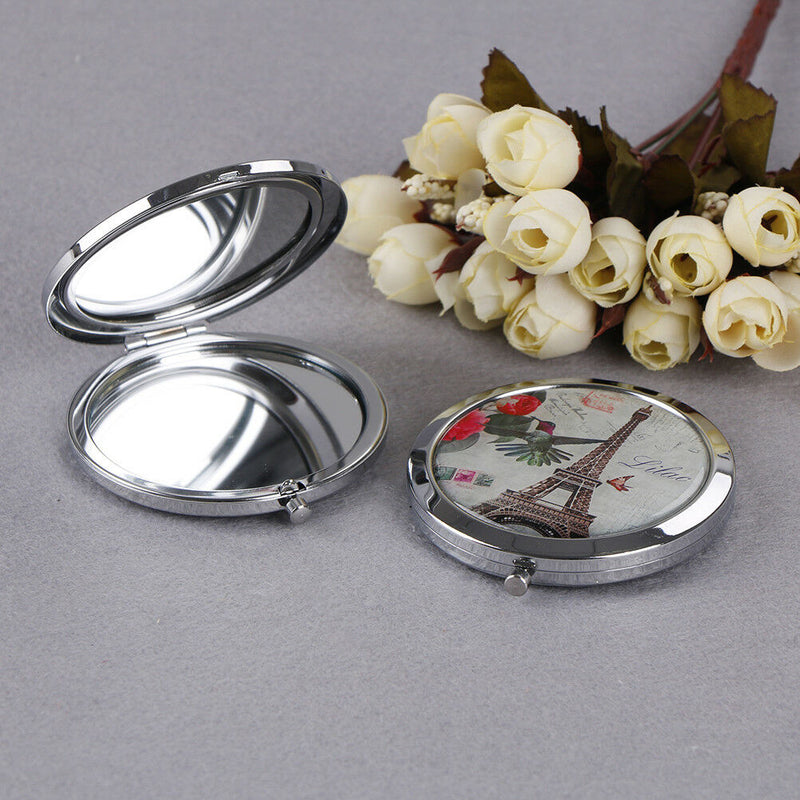 Woman makeup compact pocket tower mirrors portable double-side folding mirror 3C