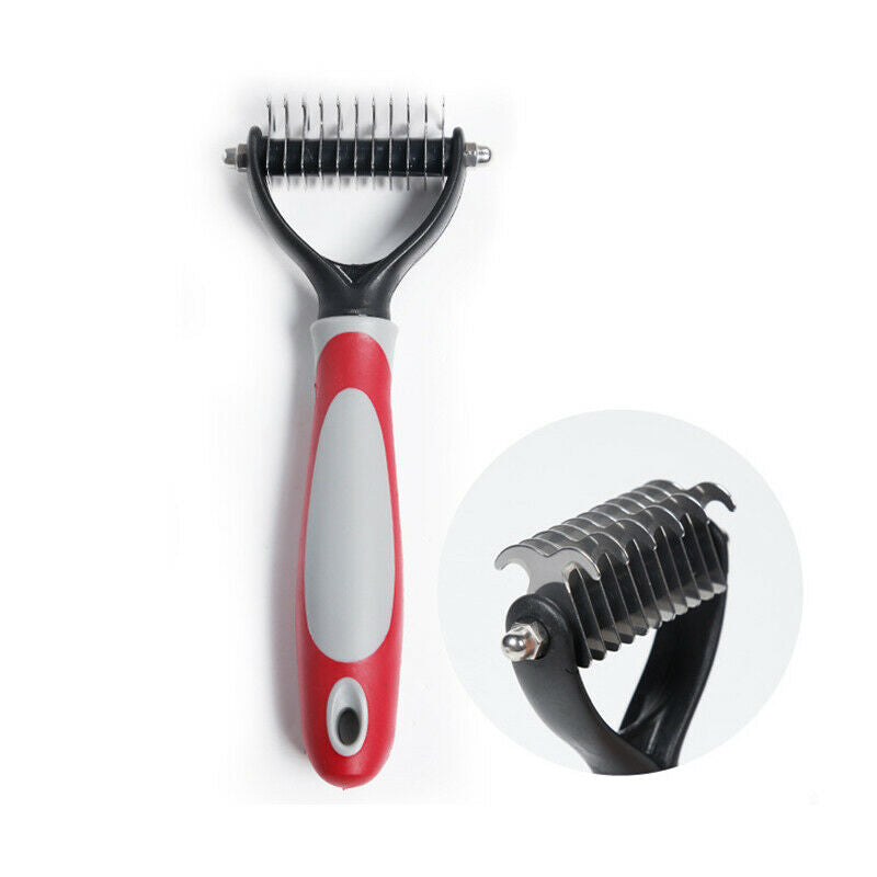 Pet Grooming Tool - 2 Sided Undercoat Rake for Cats & Dogs - Safe Comb for  J9Y5