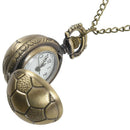 Retro Bronze Quartz Football Shape Steampunk Pocket Watch Necklace 31.5 inc N7F4