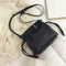 Solid Color Shoulder Handbags Women Leather Drawstring Satchel Bags (Black)