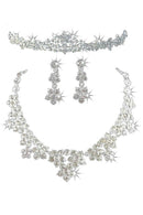 Elegant Wedding Tiara + Earring + 3 Necklace Set Rhinestone Wedding Wedding