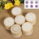 Practical 6Pcs Assorted Retro Flower Round Wooden Rubber Stamp Wedding Cra CTI
