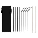Set Of 8 Stainless Steel Metal Straws 8.5Inch Reusable Drinking Straws For