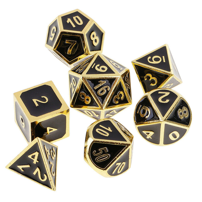 Set of 7 Zinc Alloy Enamel Polyhedral Sided D4-D20 Dice for Board Card Game