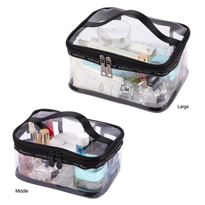 Black + transparent Travel Cosmetic Bag Makeup Train Case Organizer with To W1A8