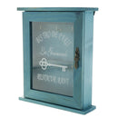 Decorative Key Rack Wooden Key Cabinet with 6 Hooks, 21x6x25cm-Blue