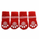 Red White Nonslip Christmas Tree Print Pet Dog Knitted Socks L4N5