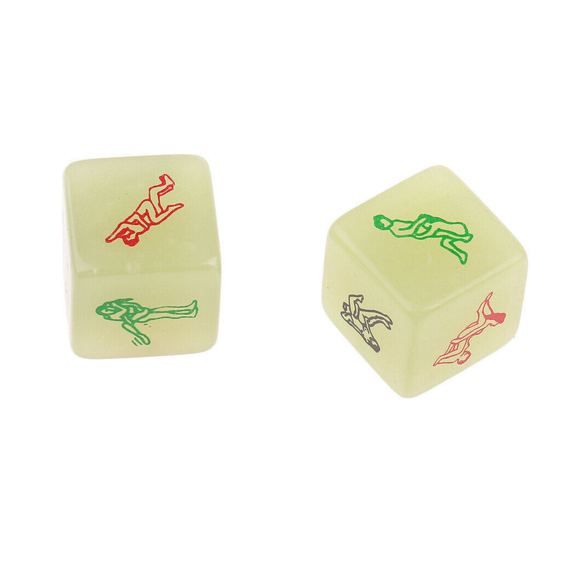 2x Glow In Dark Cubes Fun 6 Sided  Die Play Toys