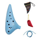 1 Set ABS 12 Holes C Tone Ocarina Blue w/ Gig Bags & Strap Folk Instrument