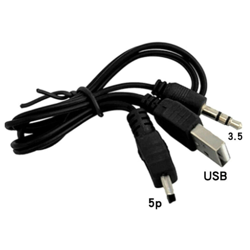 USB2.0 Charging Cord to Mini USB Male 3.5mm Jack Plug Audio Bluetooth Cable MO