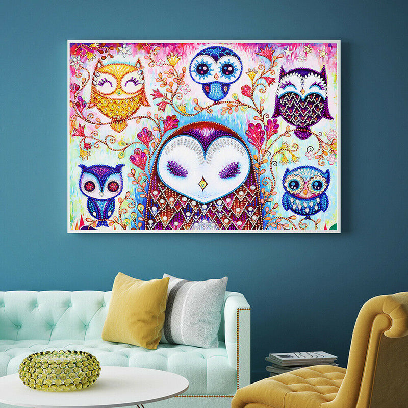 5D DIY Special Shaped Diamond Painting Owl Cross Stitch Mosaic Craft Kit