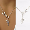Stylish 1Pcs Handcuff and Gun Lariat Necklace Pendant Necklace JR