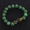Feng Shui Green Obsidian Alloy Wealth Golden Pixiu Bracelet Good Lucky Jewelry