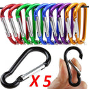 5PC Useful D-Ring Aluminum Carabiner Keyring Chain Snap Hook Camping Keychain