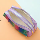 2X(1 Pcs Novelty Glitter Scale Tassel Pu Pencil Case Double Zipper Large Ca