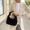 Women Winter Fur Handbag Plush Shoulder Underarm Bag Fashion Clutch (Black) A