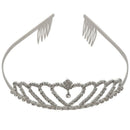 Crown Tiara Princess Headband Stylish Rhinestone with Pin for Wedding