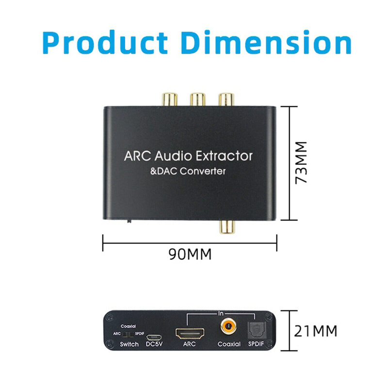 192KHz HDMI ARC Audio Extractor & DAC Converter Selector for Home Theater