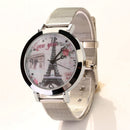 Women Lady LOVE Eiffel Tower Round Quartz Analog Bracelet Wrist Watch Tide