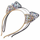 Cat Ears Tiara Headband for Women Hair Rhinestone Princess Hollow Hairband  N7F6