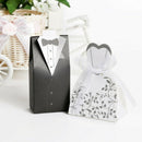 100pcs Wedding Favor Boxes Dress Tuxedo Party Candy Gift Bride Groom Shower