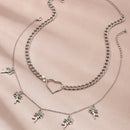 Angel Pendant Necklace Hollow Out Love Double Layer Clavicle Chain Jewelry