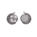 30x/set Moon Rotation Double Sided  Round Pendant Trays Glass Cabochon Base J`US