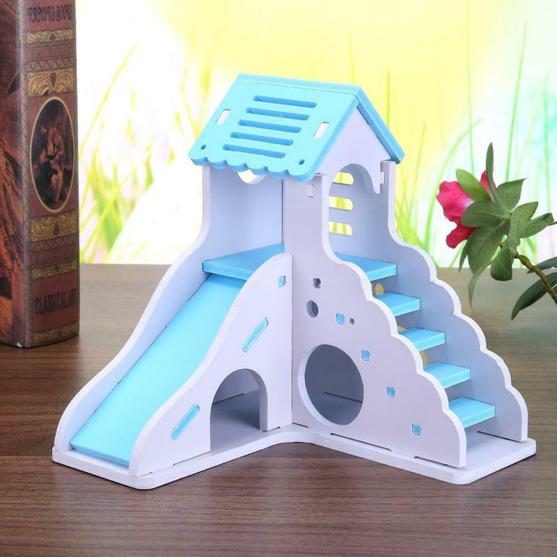 Waterproof Removable Stairs Double Layer Villa Hamster Sleeping Nest(Blue)