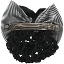 Faux Rhinestone Decor Ruched Bow Hair Clip Snood Net Bun Cover White Black