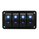 4 Gang Dual LED Switch Panel Light Bar Car Caravan Marine-Boat Rv Rocker 12V-24V