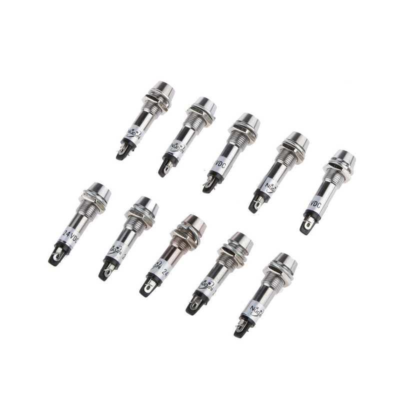 10 Pcs 24V DC 8mm Power Indicator Signal Light XD8-1 Led Light Bulb Red
