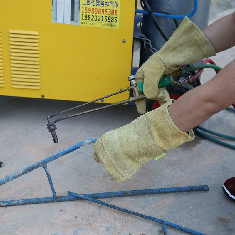 Welding Gloves Thick Heat Wear Resist Cow Split Leather Safety Work Gloves