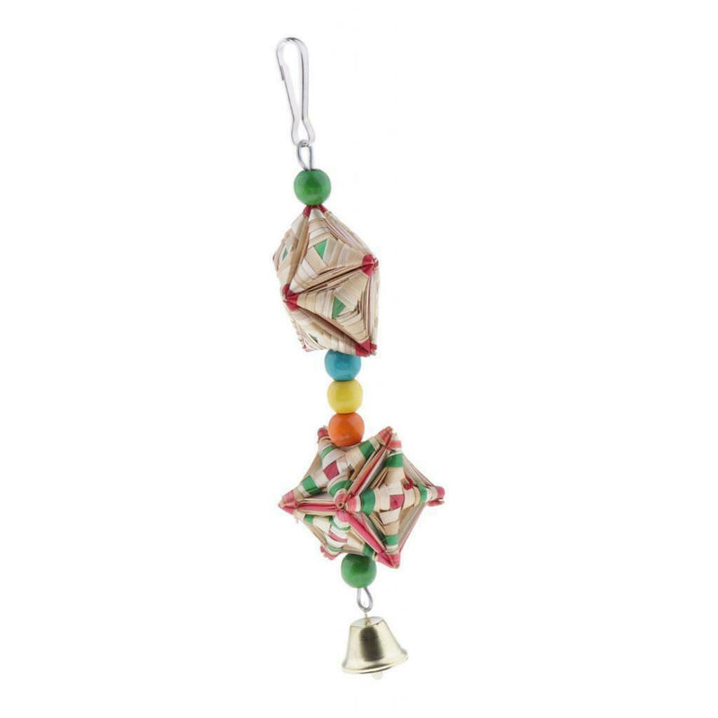 Bird Chewing Toys with Bells Natural Straw for Medium Parrots and Birds Like