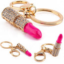 New 1X Crystal Rhinestone Lipstick Keyring Charm Pendant Bag Purse Car Key Chain