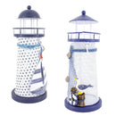 Wrought Iron Nautical Lighthouse Lantern Candle Holder 18cm Seabirds & Boat