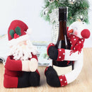 2pcs Red Wine Bottle Cover Santa Claus Christmas Home Party Decoration  A