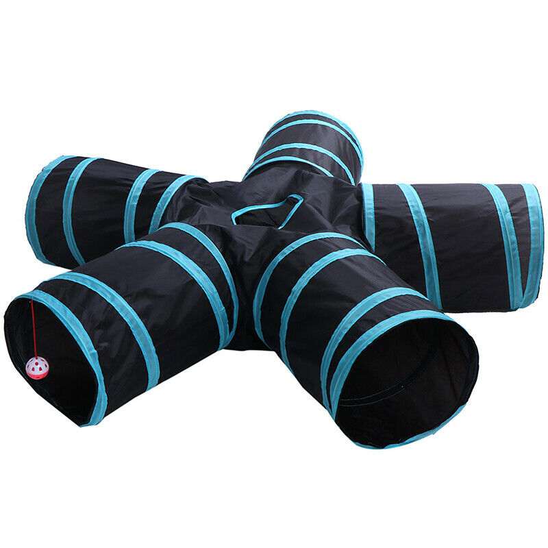 5 Holes Funny Pet Cat Tunnel Play Tubes Balls Collapsible Crinkle Kitten  3C