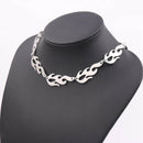 Harajuku Streetwear Alloy Flame Unisex Necklace Punk Accessory Rock Chain C