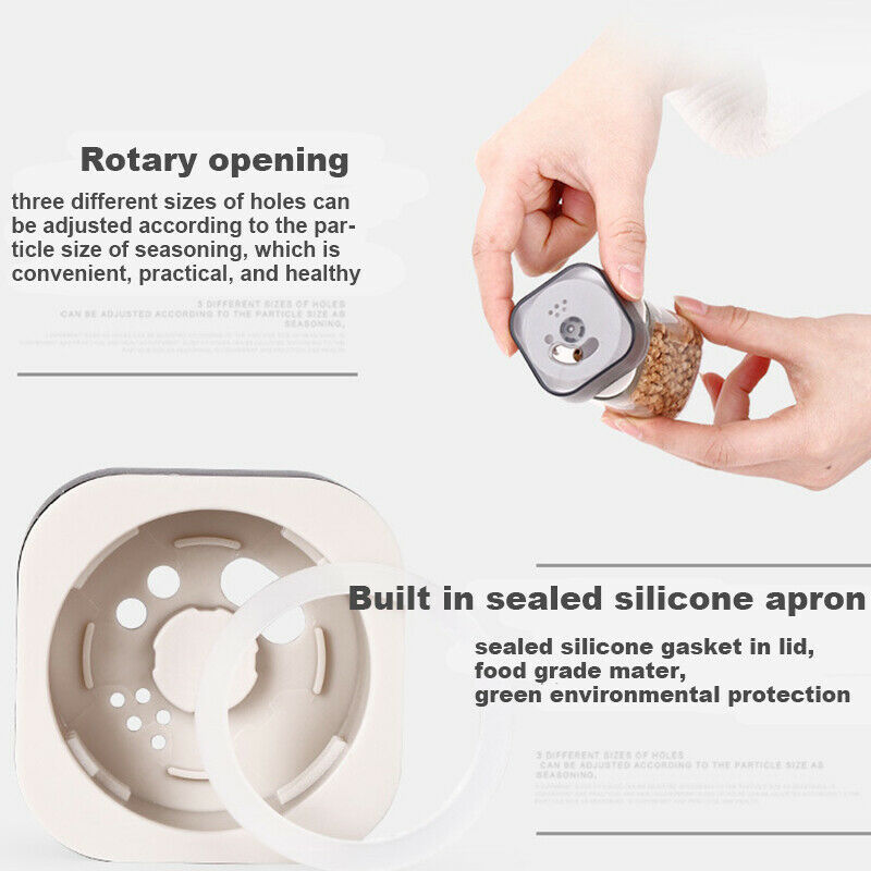 1 set Glass Spice Jar Seasoning Box Salt Sugar Pepper Shaker Condiments Bot S9V6