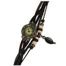 Retro Weave Wrap Around Leather Bracelet Lady Wrist Watch Quartz Watch (Cof A9N3
