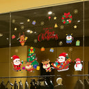2pcs Snowman Self-adhesive Removable Shop Decals Merry Christmas Wall Stickers