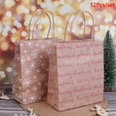 12Pcs Kraft Paper Christmas Gift Bag With Handle Santa Sacks Xmas Party SupS Hn