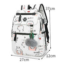Usb Charging Canvas Backpack 3 Pcs/Set Women School Backpacks Schoolbag for