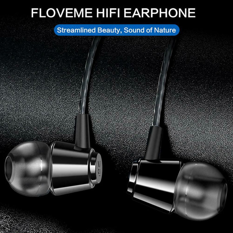 Floveme 1.2m 3.5mm Wired In-Ear Earphone Line Control Bass Earbuds w/o Mic