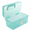 Clear Turquoise Plastic Tray 2 Compartment Tool Storage Box Case
