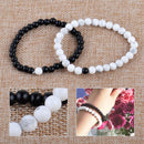2pcs Lovers Couple Balanced Bracelets Black White Howlite Matte Agate Beads Gift
