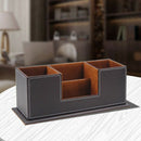 Office Pencil Holder Pu Leather Multifunctional Desk Supplies Organizer for