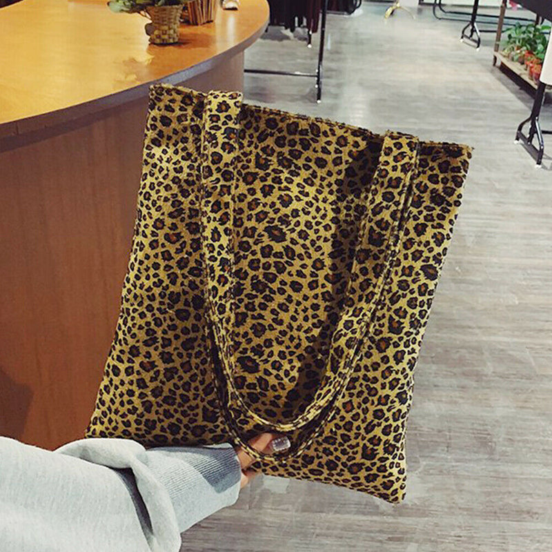 Leopard Print Pouch Women Crossbody School Shopping Shoulder Tote Bag