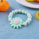 Flower Bracelet Rattle Elastic Silicone Beads Bangles Baby Teether (Green) A
